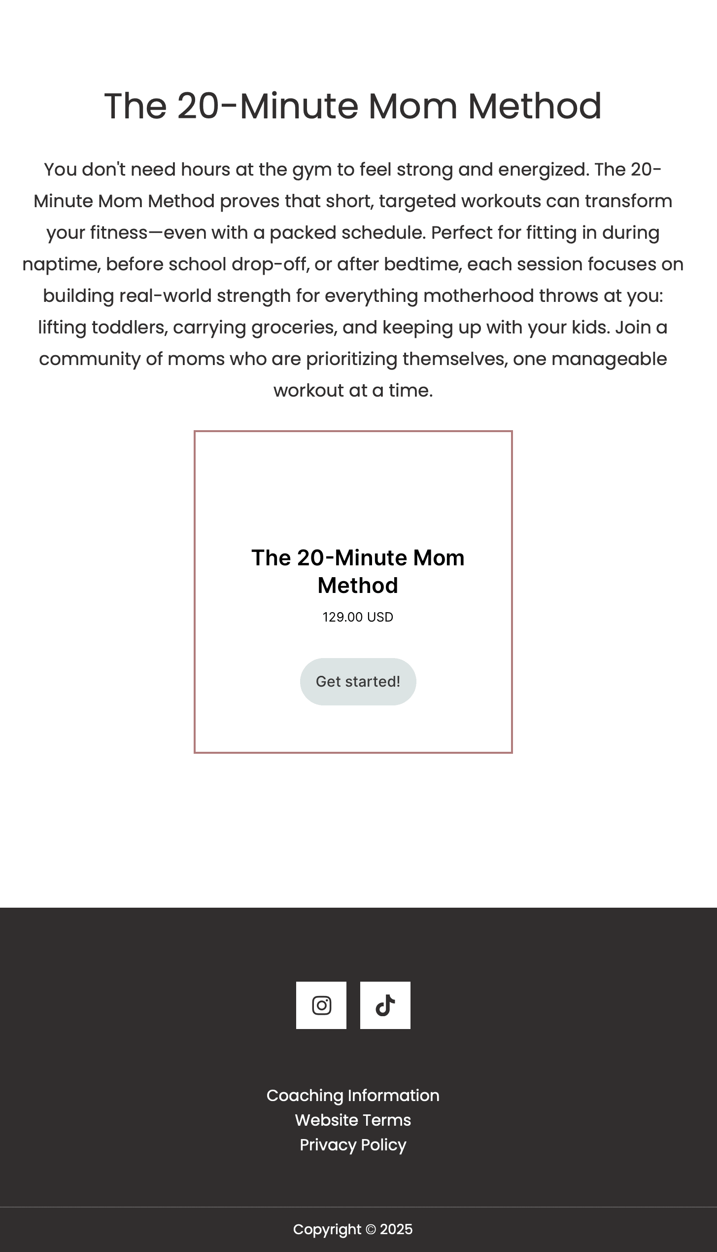 Generic landing page from another platform